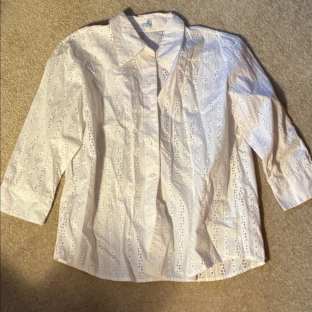 Escada  White Eyelet Blouse